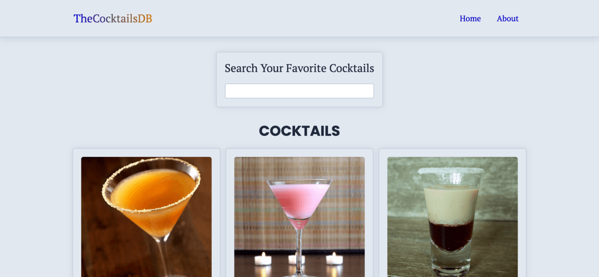 Cocktails showcase with the cocktailsDB API.